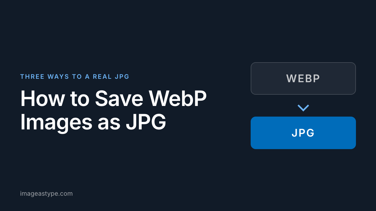 Title card reading "How to Save WebP Images as JPG"